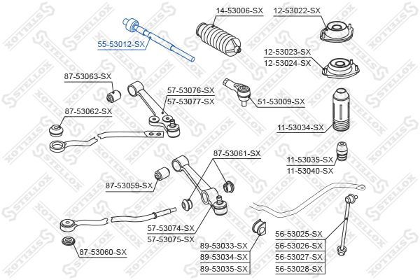 Vidinė skersinė vairo trauklė STELLOX 55-53012-SX
