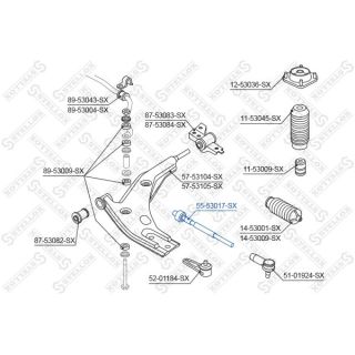 Vidinė skersinė vairo trauklė STELLOX 55-53017-SX
