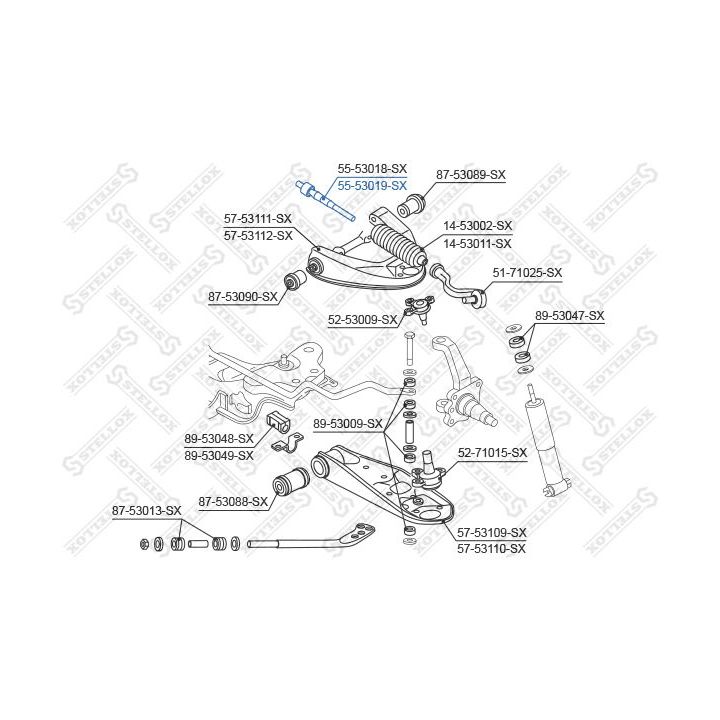 Vidinė skersinė vairo trauklė STELLOX 55-53019-SX