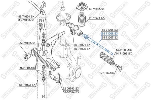 Vidinė skersinė vairo trauklė STELLOX 55-71006-SX