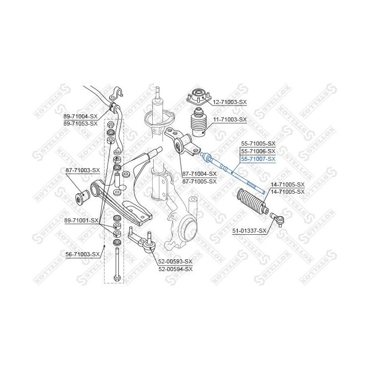 Vidinė skersinė vairo trauklė STELLOX 55-71007-SX