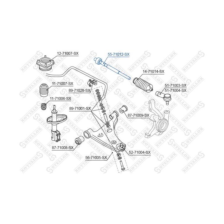Vidinė skersinė vairo trauklė STELLOX 55-71012-SX