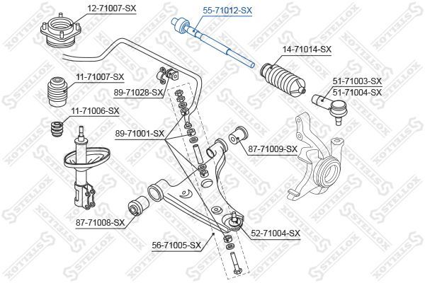 Vidinė skersinė vairo trauklė STELLOX 55-71012-SX