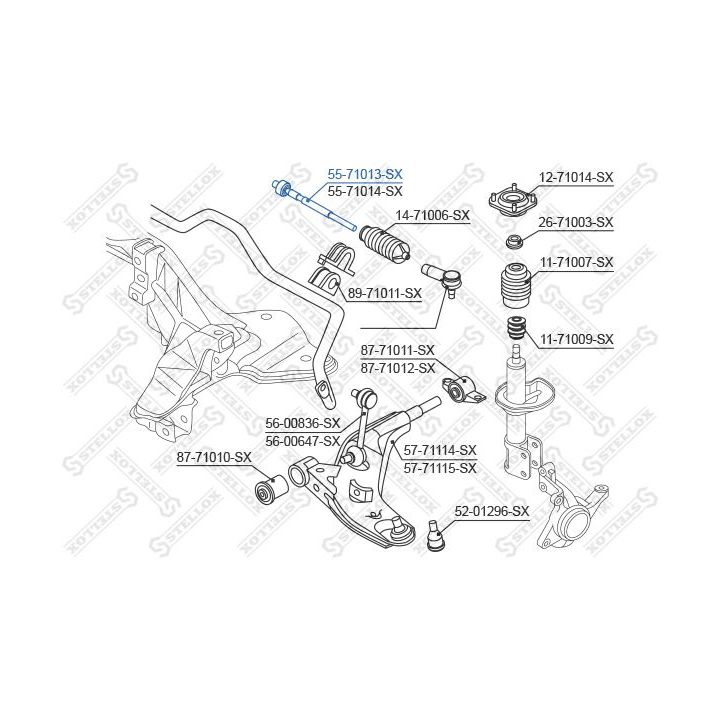 Vidinė skersinė vairo trauklė STELLOX 55-71013-SX