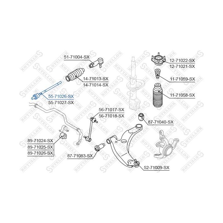 Vidinė skersinė vairo trauklė STELLOX 55-71026-SX