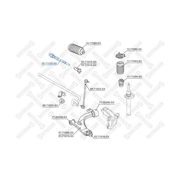 Vidinė skersinė vairo trauklė STELLOX 55-71033-SX