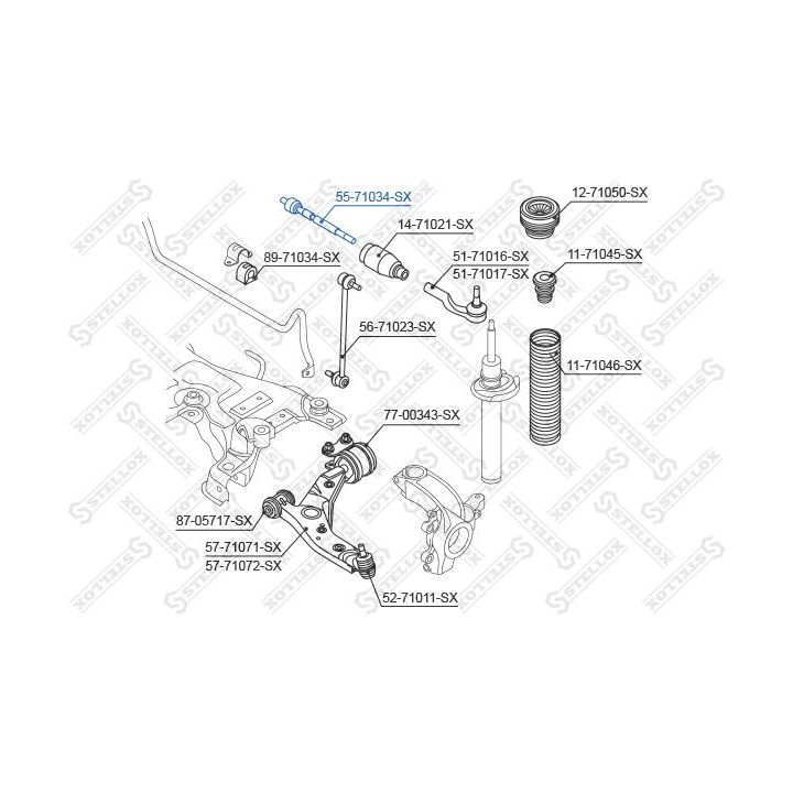 Vidinė skersinė vairo trauklė STELLOX 55-71034-SX