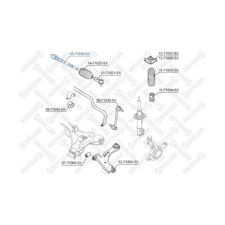 Vidinė skersinė vairo trauklė STELLOX 55-71039-SX