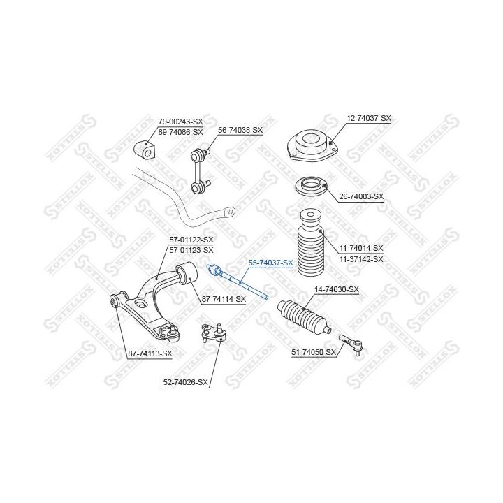 Vidinė skersinė vairo trauklė STELLOX 55-74037-SX