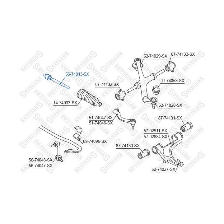 Vidinė skersinė vairo trauklė STELLOX 55-74043-SX
