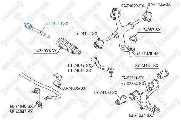 Vidinė skersinė vairo trauklė STELLOX 55-74043-SX