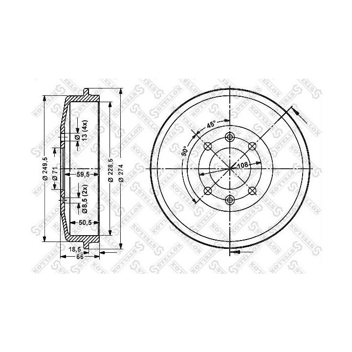 Stabdžių būgnas STELLOX 6025-3708-SX