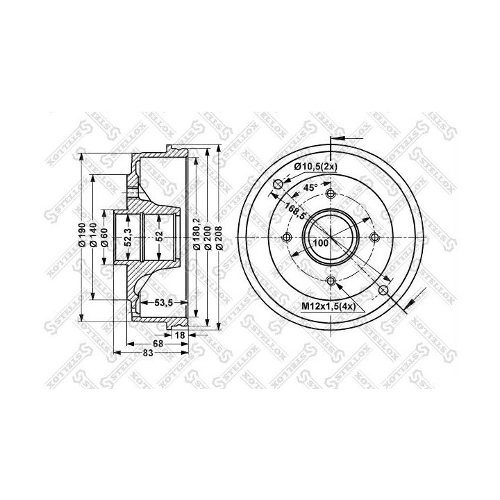 Stabdžių būgnas STELLOX 6025-3906-SX