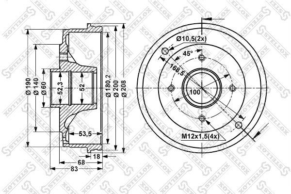 Stabdžių būgnas STELLOX 6025-3906-SX