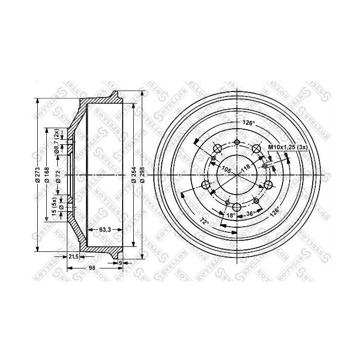 Stabdžių būgnas STELLOX 6026-9906-SX