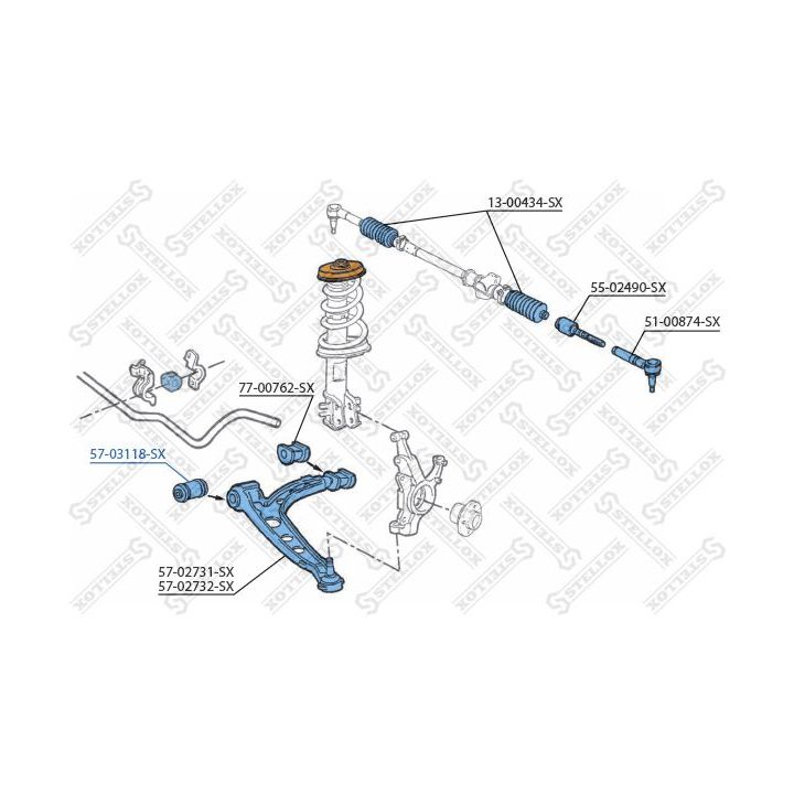 Valdymo svirties/išilginių svirčių įvorė STELLOX 57-03118-SX