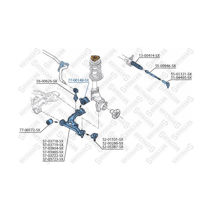 Valdymo svirties/išilginių svirčių įvorė STELLOX 77-00149-SX