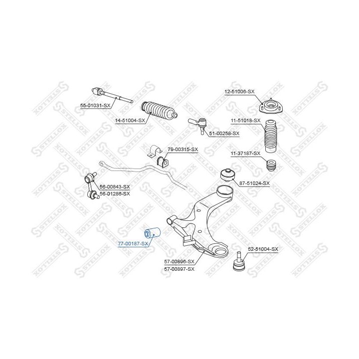 Valdymo svirties/išilginių svirčių įvorė STELLOX 77-00187-SX