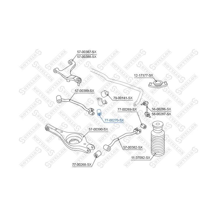 Valdymo svirties/išilginių svirčių įvorė STELLOX 77-00270-SX