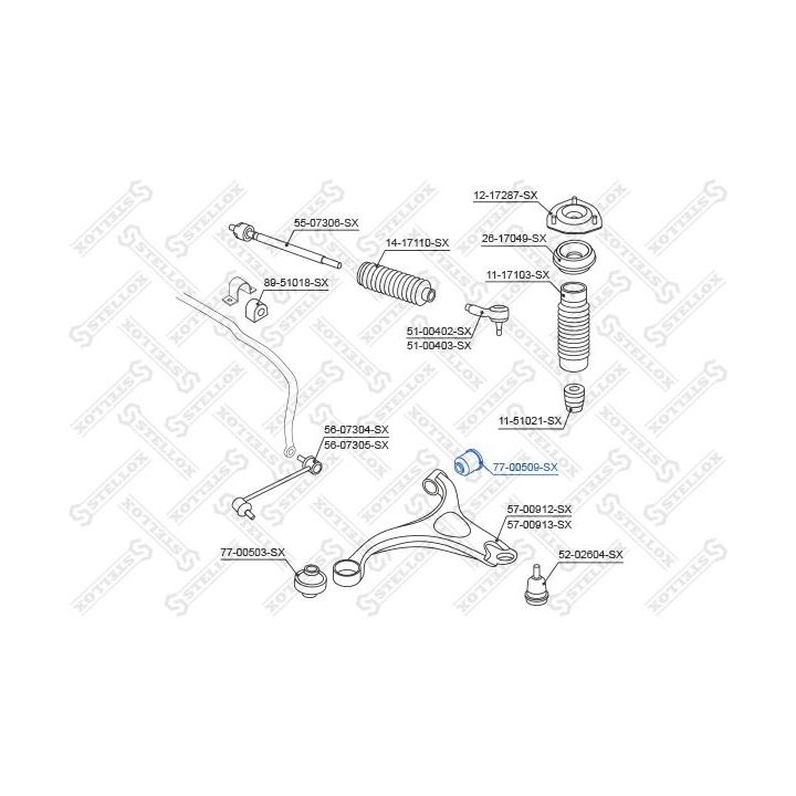 Valdymo svirties/išilginių svirčių įvorė STELLOX 77-00509-SX