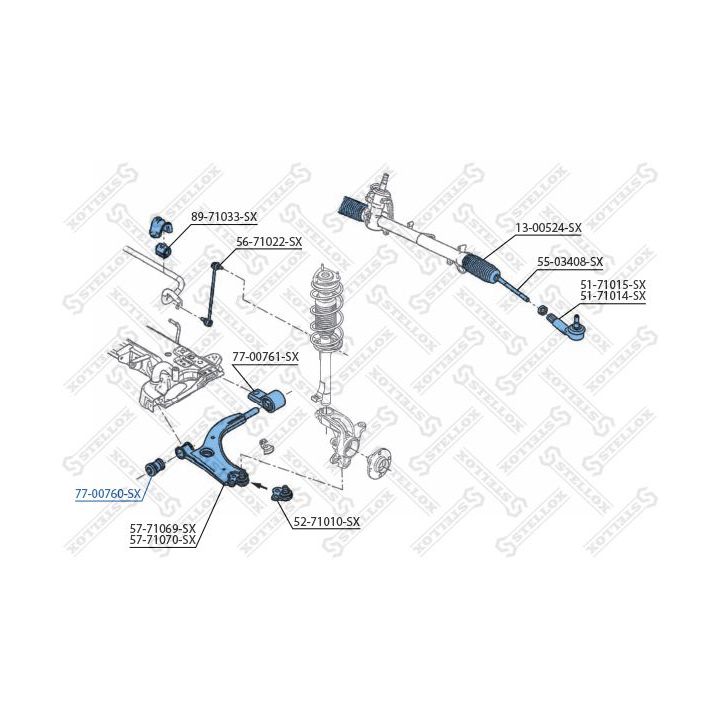 Valdymo svirties/išilginių svirčių įvorė STELLOX 77-00760-SX
