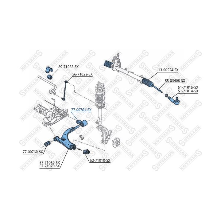 Valdymo svirties/išilginių svirčių įvorė STELLOX 77-00761-SX