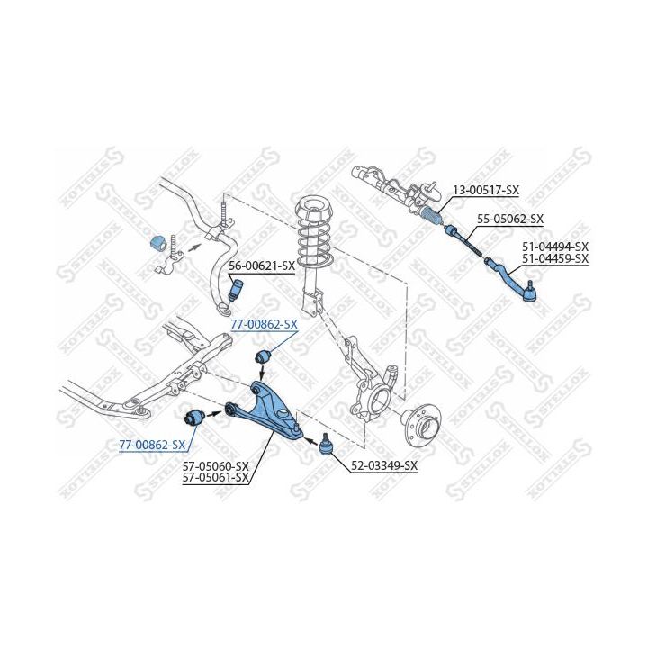 Valdymo svirties/išilginių svirčių įvorė STELLOX 77-00862-SX