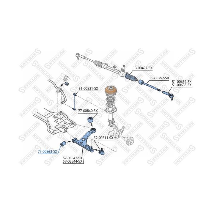 Valdymo svirties/išilginių svirčių įvorė STELLOX 77-00863-SX