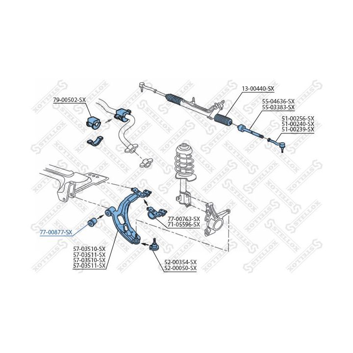 Valdymo svirties/išilginių svirčių įvorė STELLOX 77-00877-SX