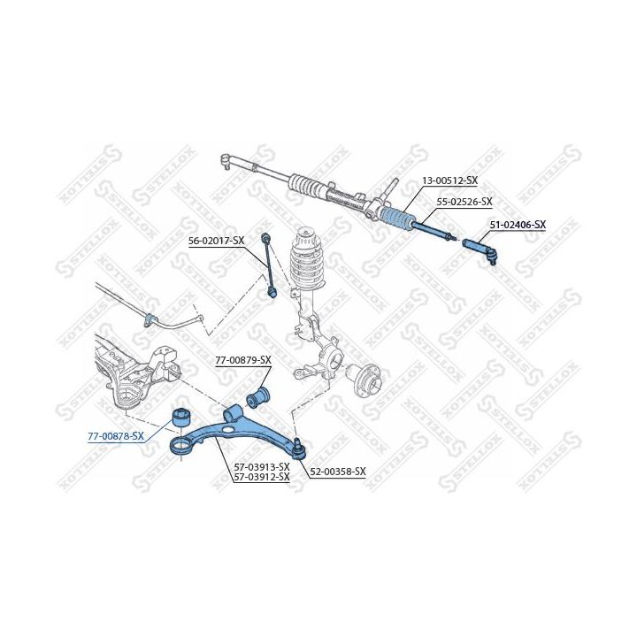 Valdymo svirties/išilginių svirčių įvorė STELLOX 77-00878-SX