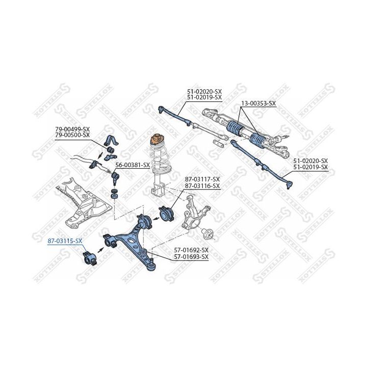 Valdymo svirties/išilginių svirčių įvorė STELLOX 87-03115-SX