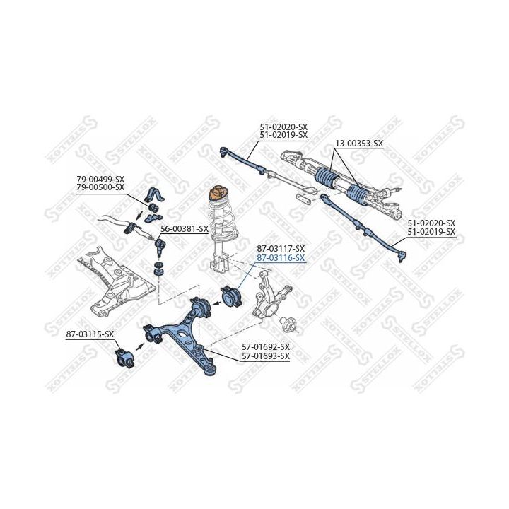 Valdymo svirties/išilginių svirčių įvorė STELLOX 87-03116-SX