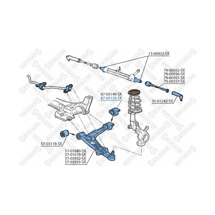 Valdymo svirties/išilginių svirčių įvorė STELLOX 87-03135-SX