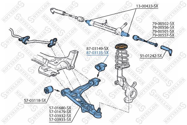 Valdymo svirties/išilginių svirčių įvorė STELLOX 87-03135-SX