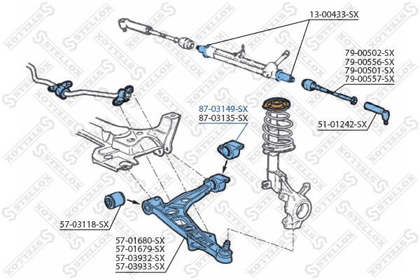 Valdymo svirties/išilginių svirčių įvorė STELLOX 87-03149-SX