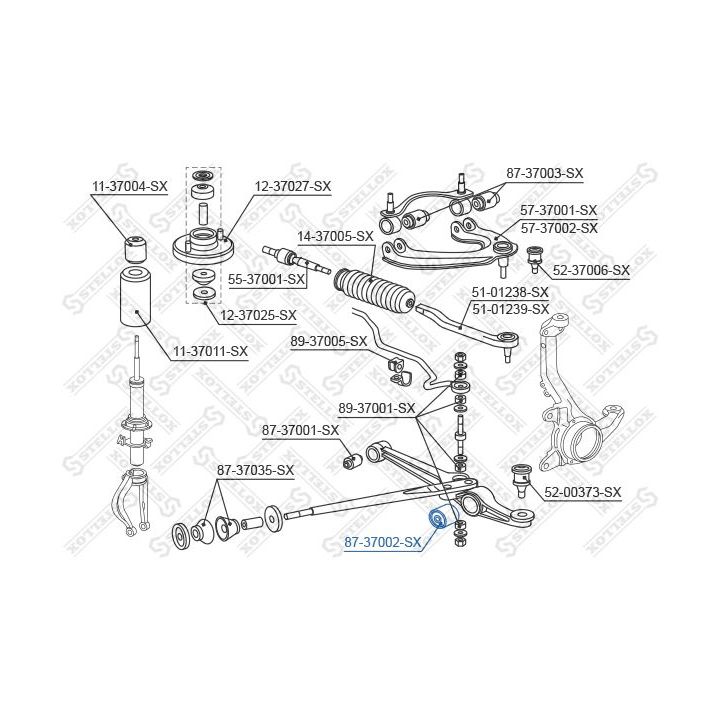Valdymo svirties/išilginių svirčių įvorė STELLOX 87-37002-SX
