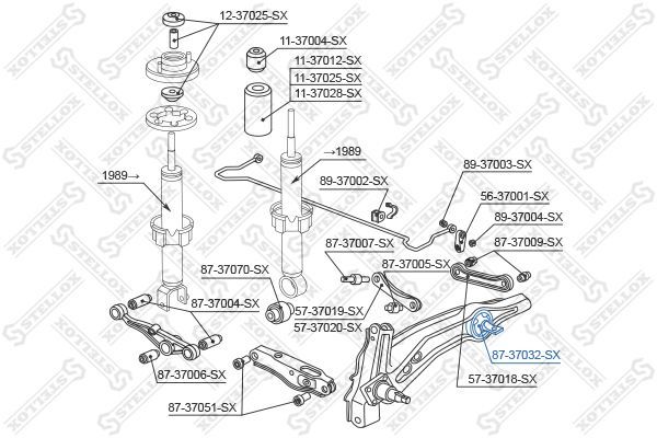 Valdymo svirties/išilginių svirčių įvorė STELLOX 87-37032-SX