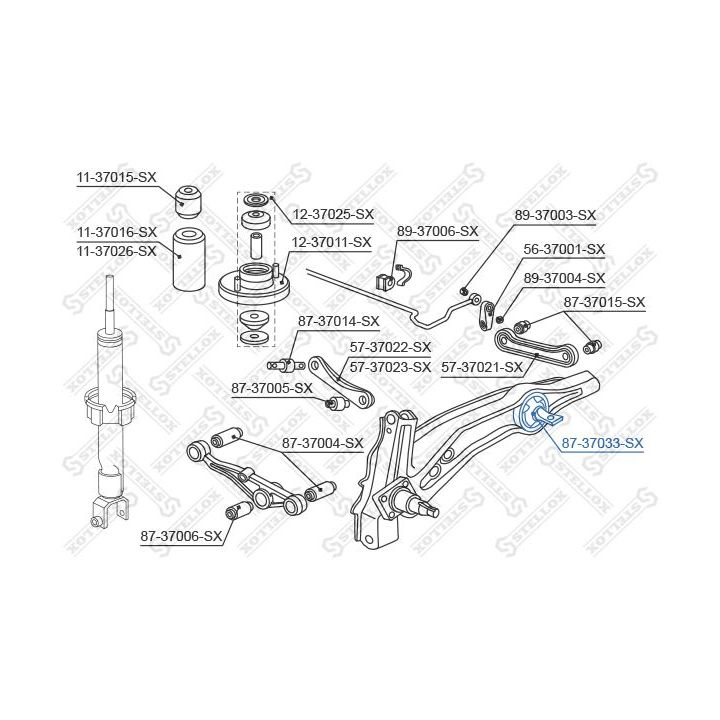 Valdymo svirties/išilginių svirčių įvorė STELLOX 87-37033-SX