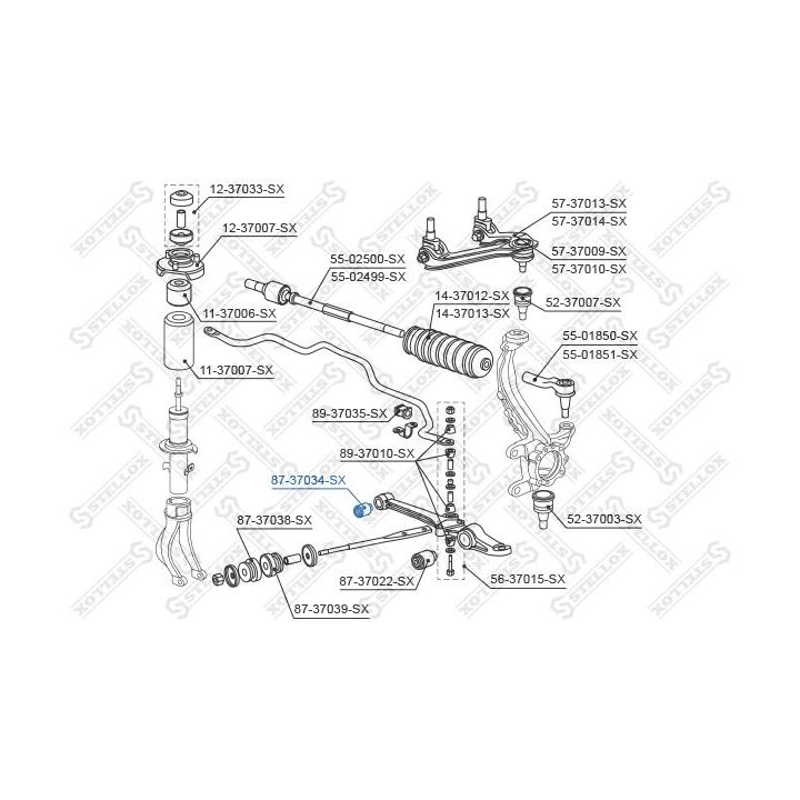 Valdymo svirties/išilginių svirčių įvorė STELLOX 87-37034-SX