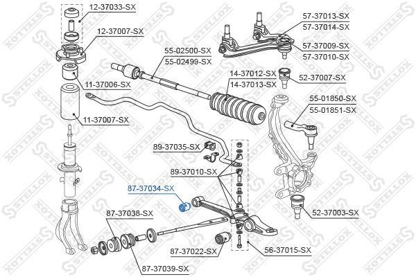 Valdymo svirties/išilginių svirčių įvorė STELLOX 87-37034-SX