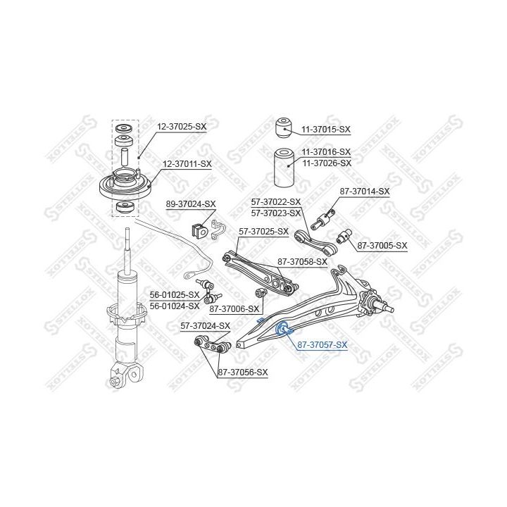 Valdymo svirties/išilginių svirčių įvorė STELLOX 87-37057-SX