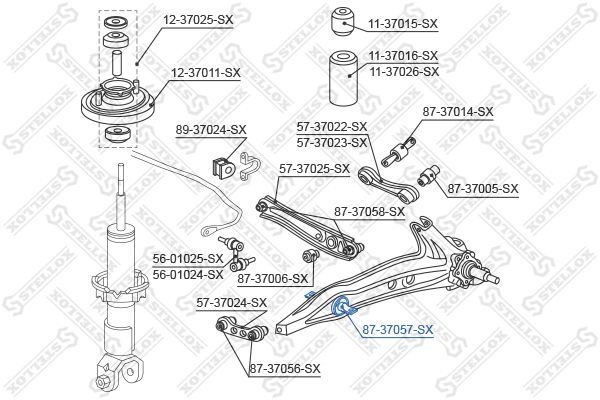 Valdymo svirties/išilginių svirčių įvorė STELLOX 87-37057-SX