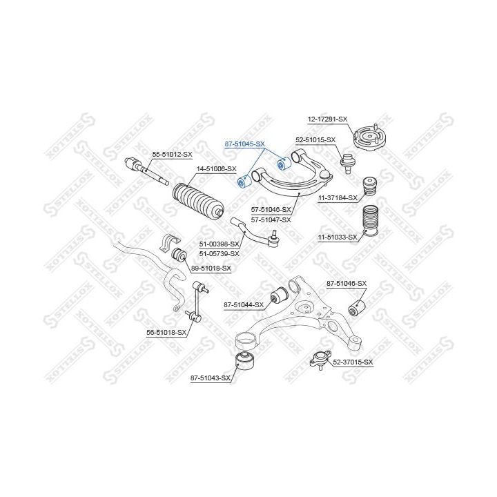 Valdymo svirties/išilginių svirčių įvorė STELLOX 87-51045-SX