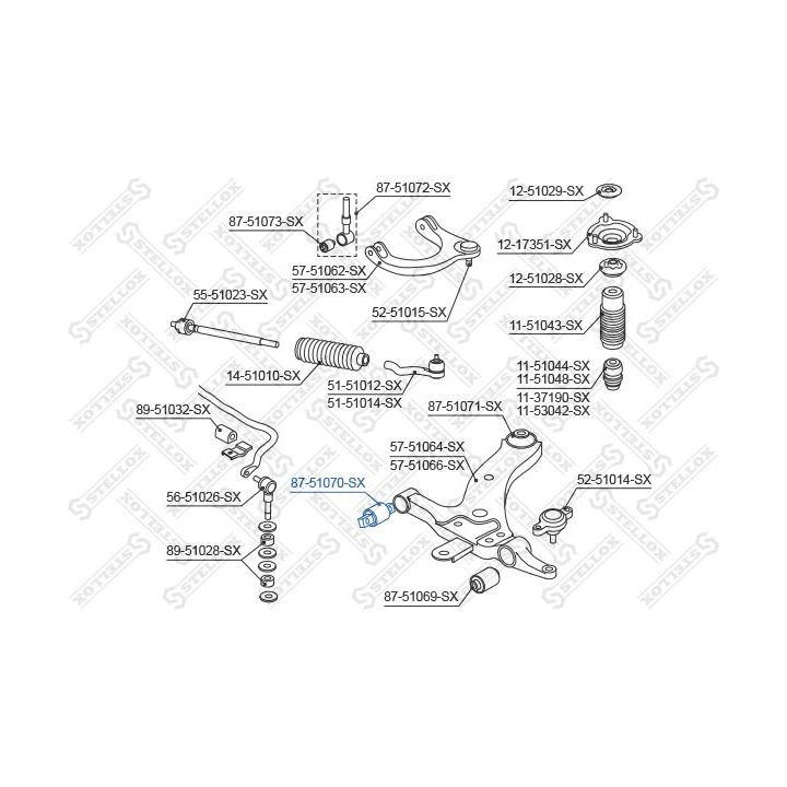 Valdymo svirties/išilginių svirčių įvorė STELLOX 87-51070-SX
