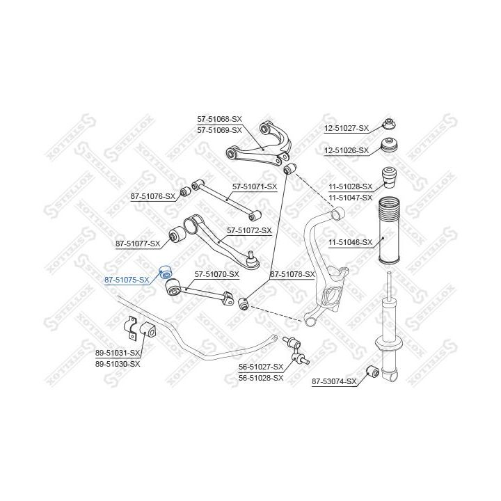 Valdymo svirties/išilginių svirčių įvorė STELLOX 87-51075-SX