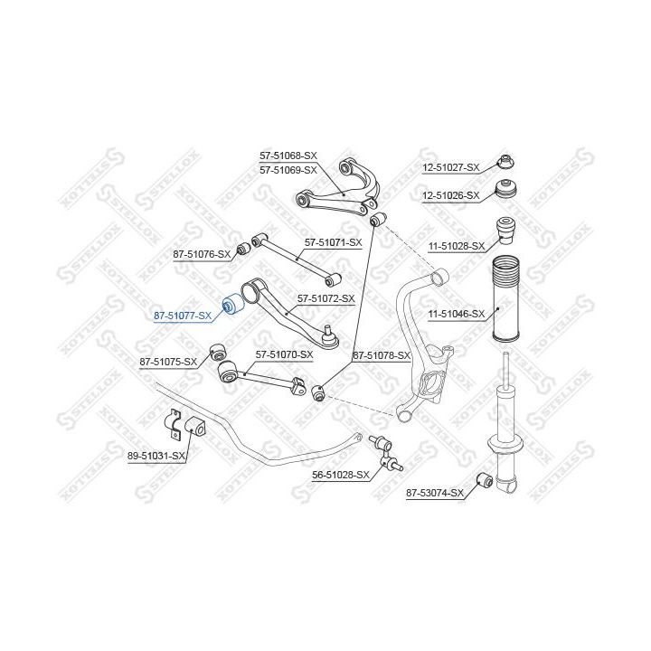 Valdymo svirties/išilginių svirčių įvorė STELLOX 87-51077-SX