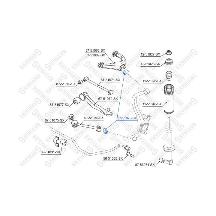 Valdymo svirties/išilginių svirčių įvorė STELLOX 87-51078-SX