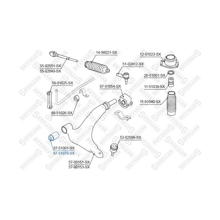Valdymo svirties/išilginių svirčių įvorė STELLOX 87-51079-SX