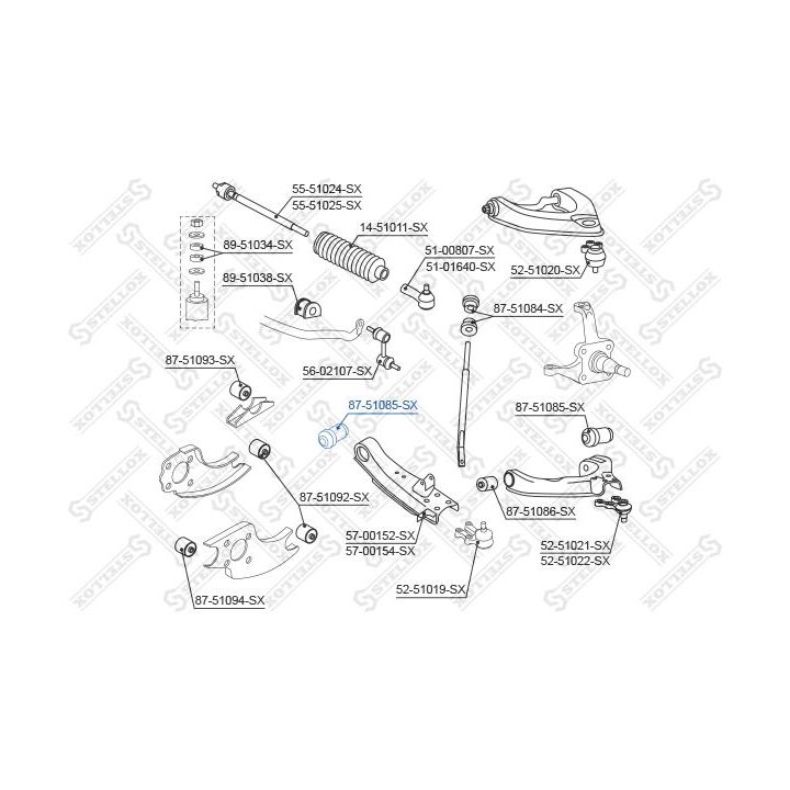 Valdymo svirties/išilginių svirčių įvorė STELLOX 87-51085-SX