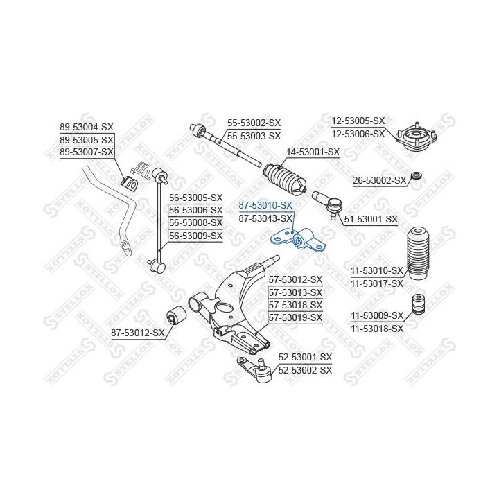 Valdymo svirties/išilginių svirčių įvorė STELLOX 87-53010-SX